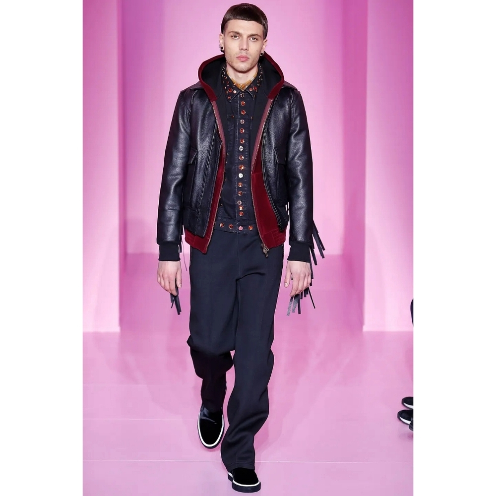 Givenchy Unisex Boho Fringe Bomber Calfskin Leather Jacket